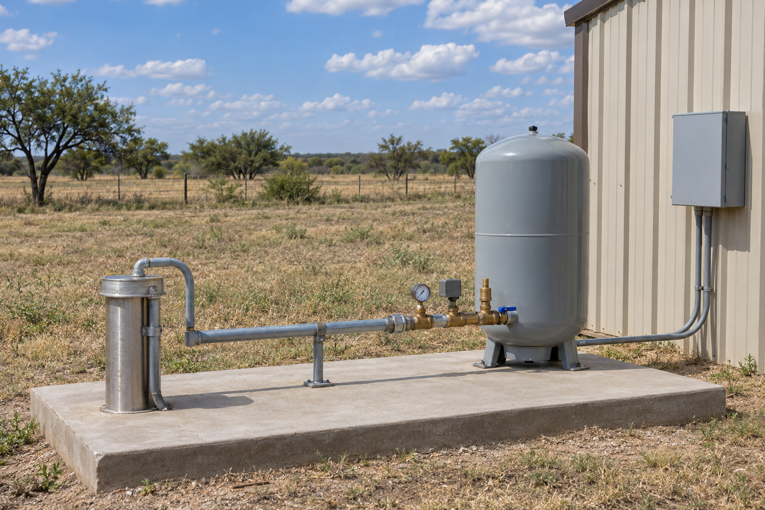 Archer County, Texas Sanitary Wellhead and Pressure System Sanitary wellhead and pressure system on Archer County, Texas property