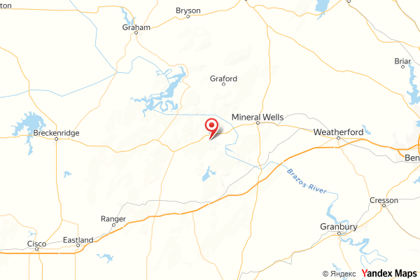 Palo Pinto County Texas drilling service coverage map with key locations