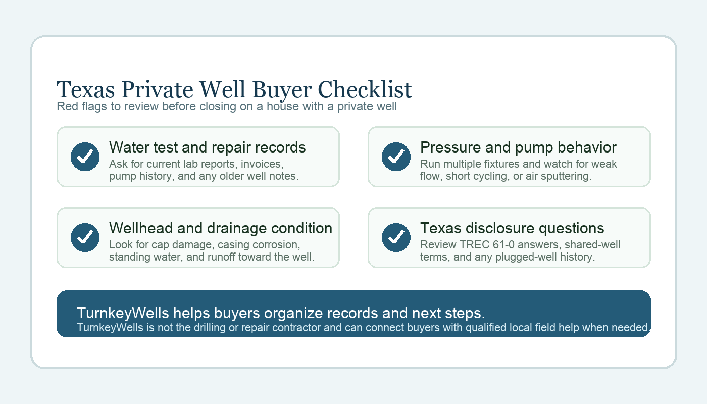Buying a house with a private well red flags checklist for Texas buyers