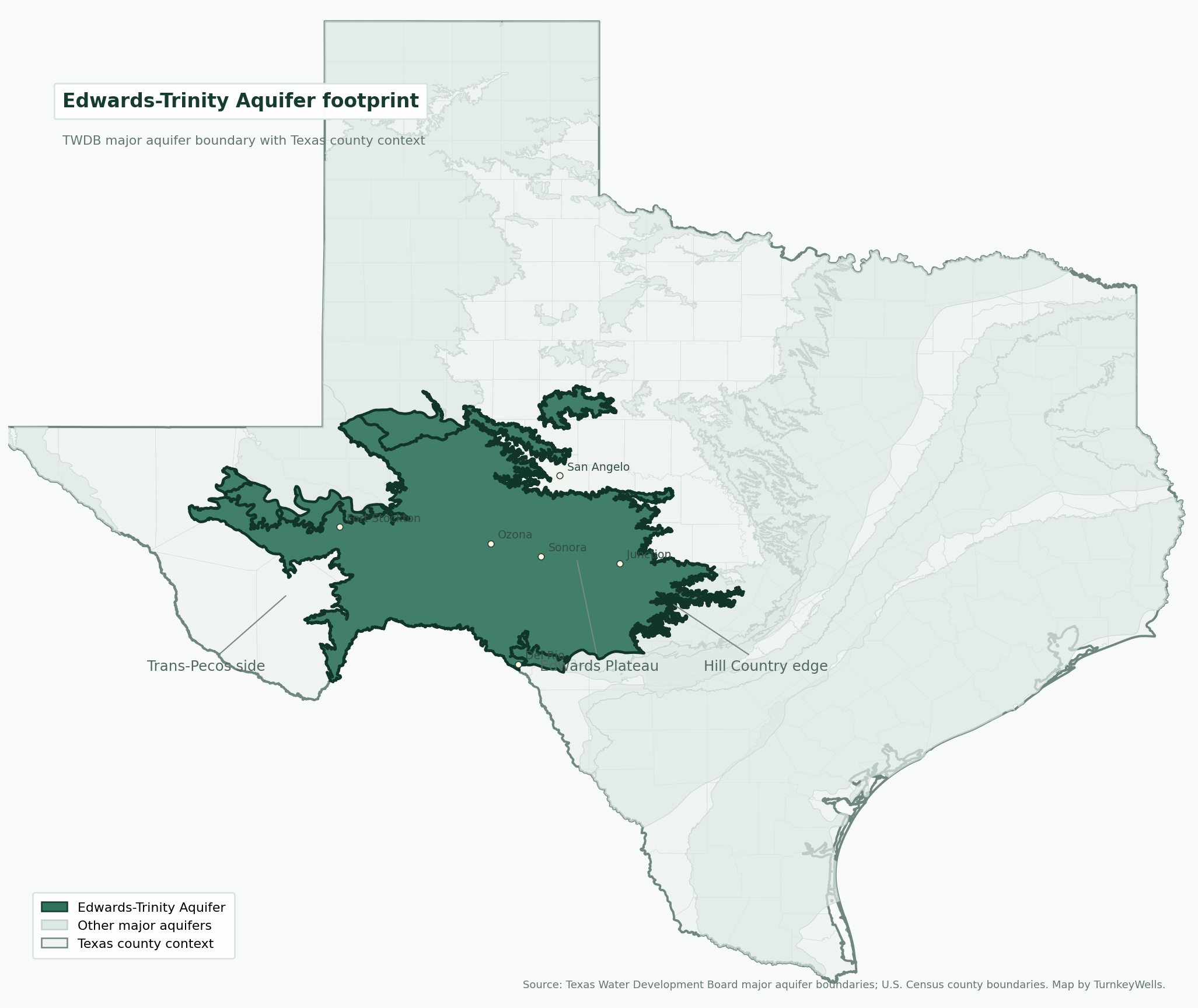 Edwards-Trinity Aquifer Texas coverage map Edwards-Trinity Aquifer Texas coverage map across the Edwards Plateau and Trans-Pecos