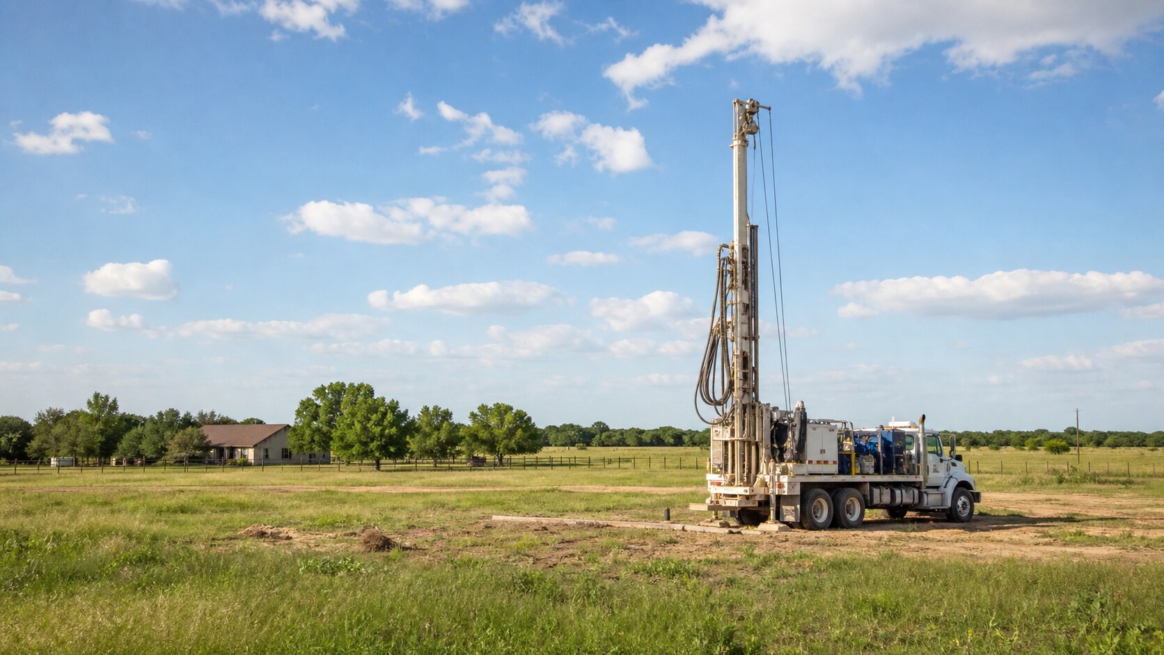 Water well drilling rig on Fort Bend County Texas acreage