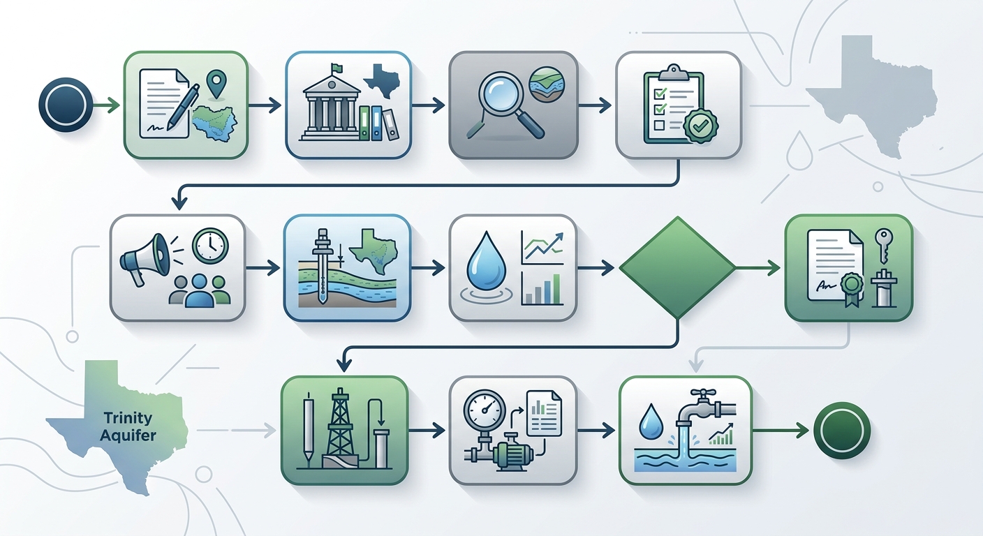 Trinity Aquifer Texas groundwater district permit process for wells