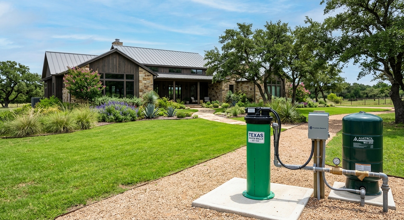 Trinity Aquifer Texas ranch property with private water well equipment