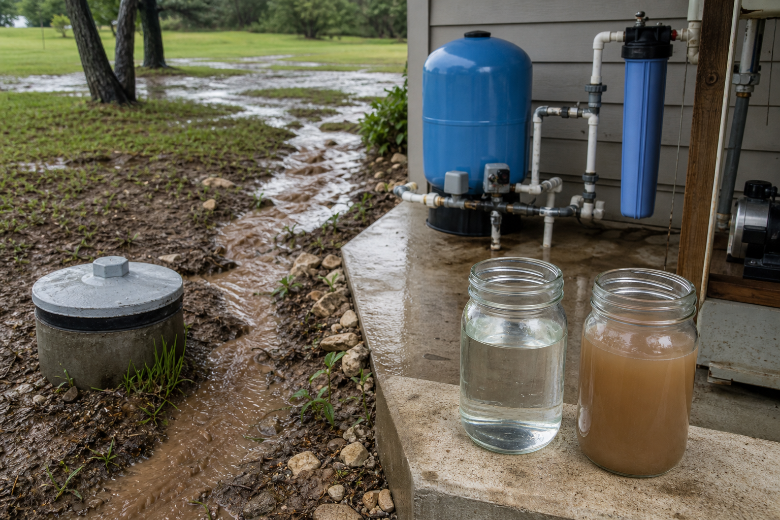 Brown well water after heavy rain diagnostic comparison at a Texas home