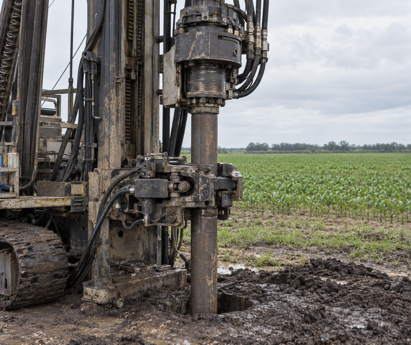 Active water well casing installation for Wharton County Texas planning.