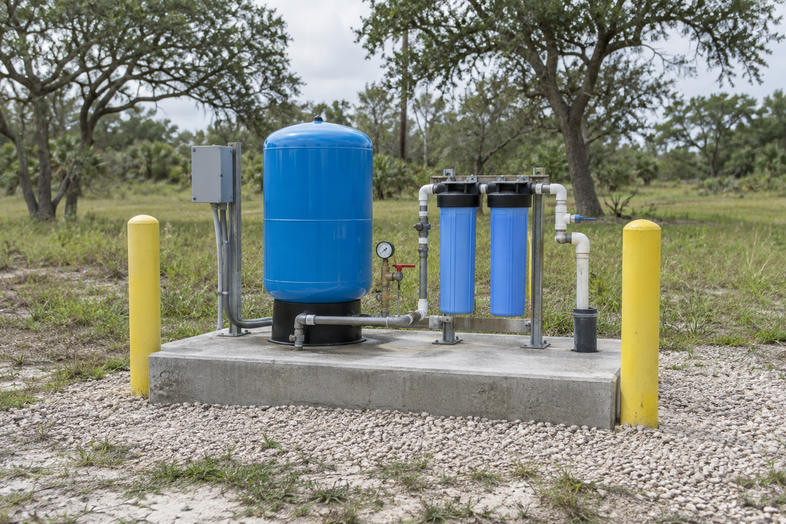 Aransas County, Texas raised pressure treatment system Raised private-well pressure and treatment system in Aransas County, Texas