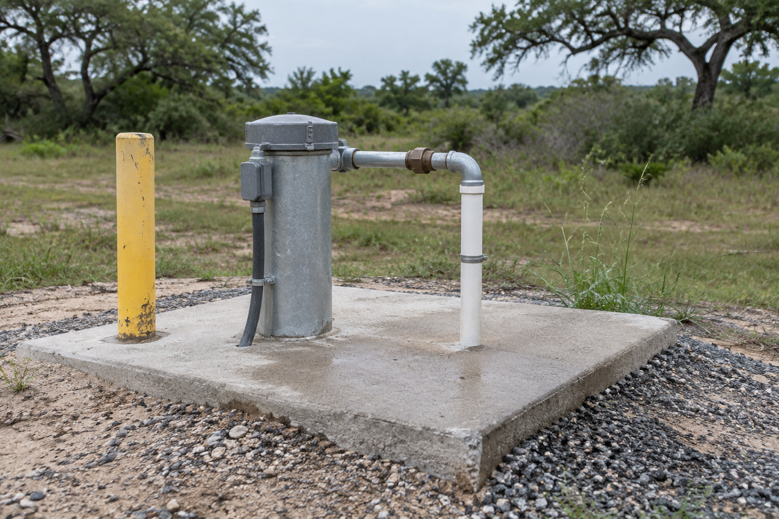 Aransas County, Texas raised sanitary private-well head Raised sanitary private-well head in Aransas County, Texas