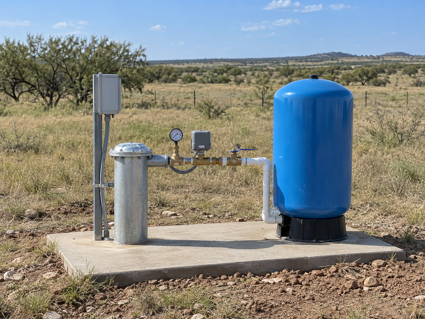Sanitary wellhead and pressure system for Baylor County Texas planning