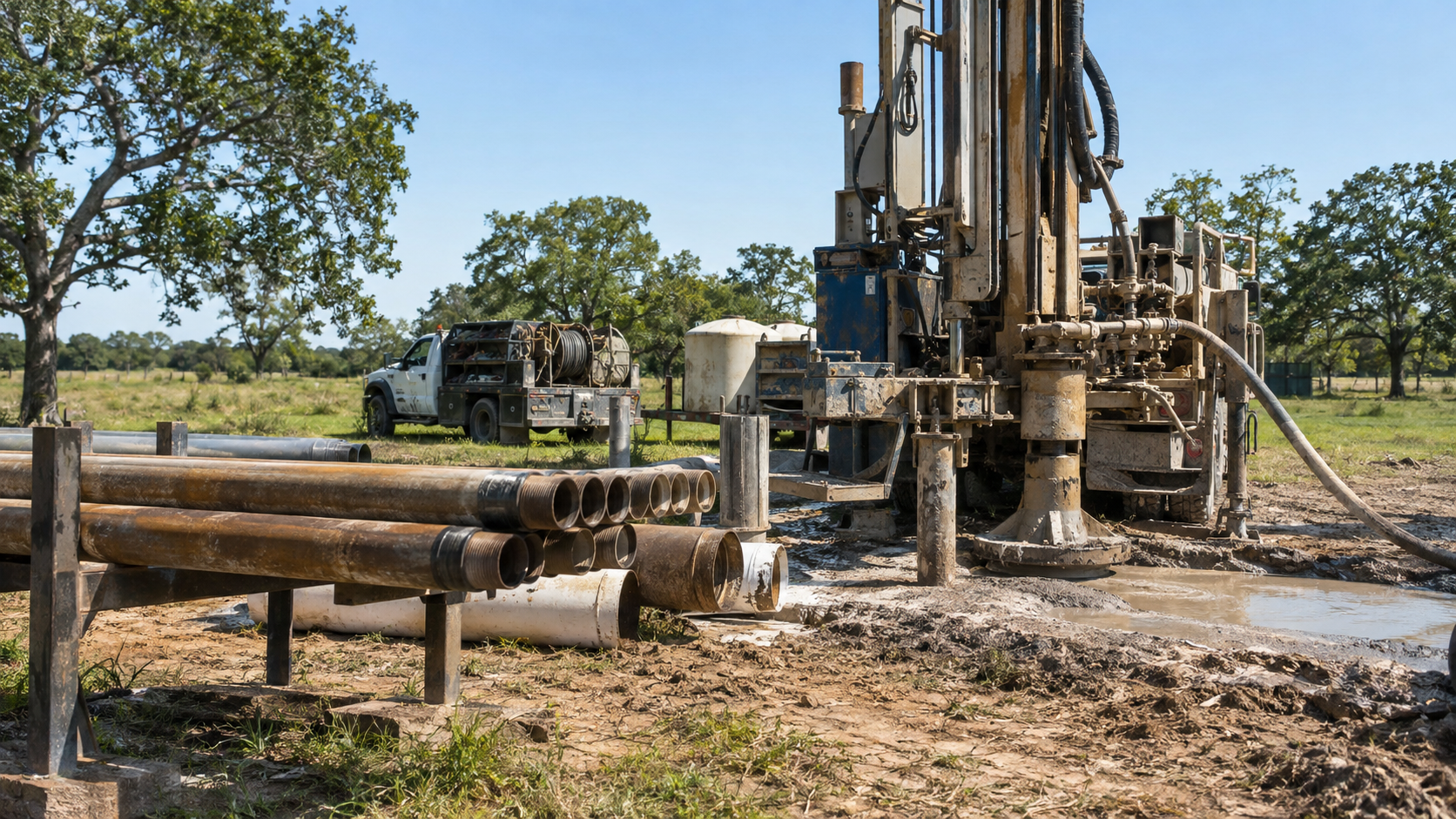 Water well drilling equipment for Colorado County, Texas planning