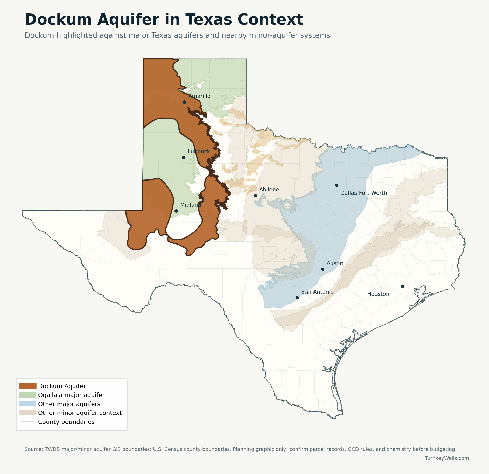 Dockum Aquifer Texas coverage map Dockum Aquifer Texas coverage map across the Panhandle and Rolling Plains