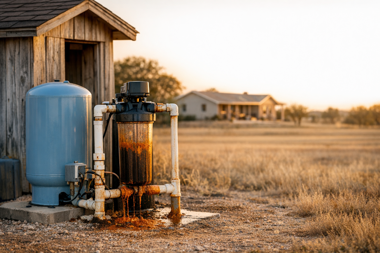 Iron bacteria in well water on a Texas private well treatment system