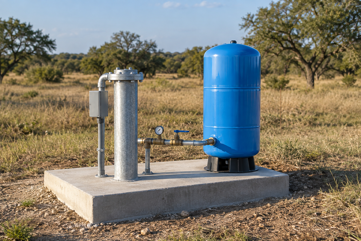 Sanitary water well pressure system for Bee County Texas planning