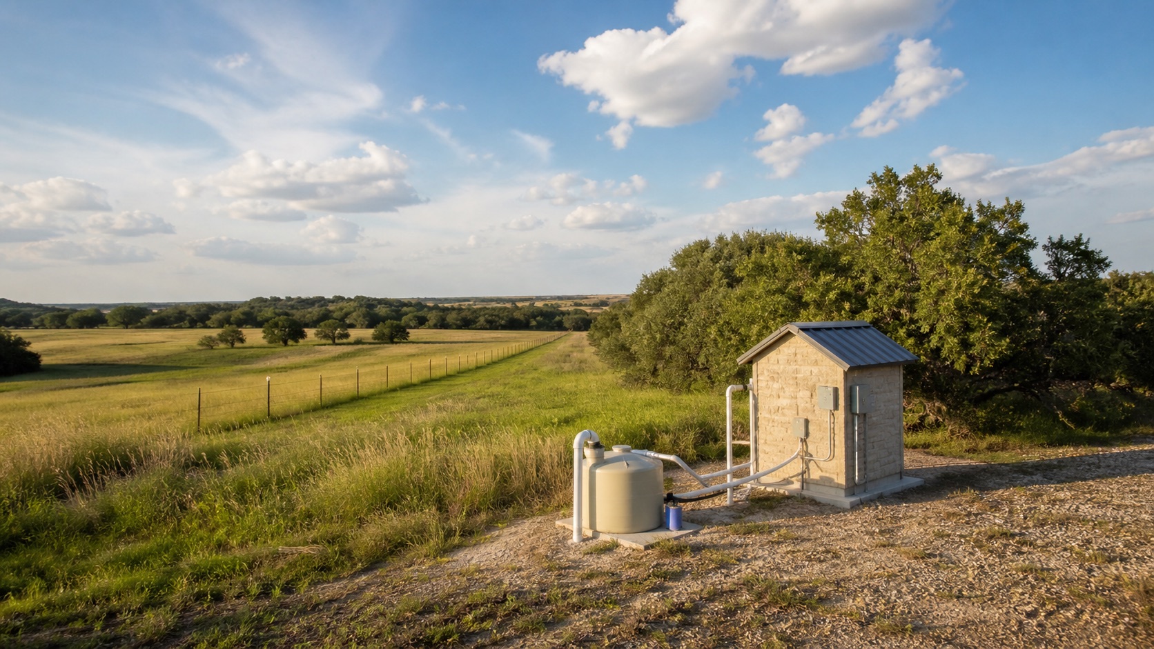 Lee County Texas rural acreage well house for private water well planning