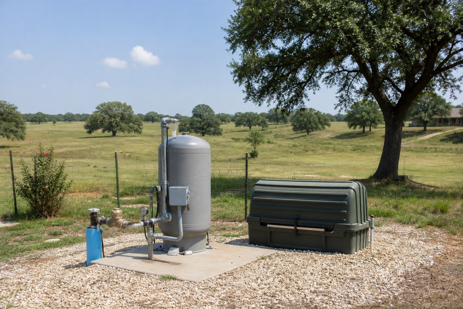 Washington County Texas private well pressure system on rural acreage
