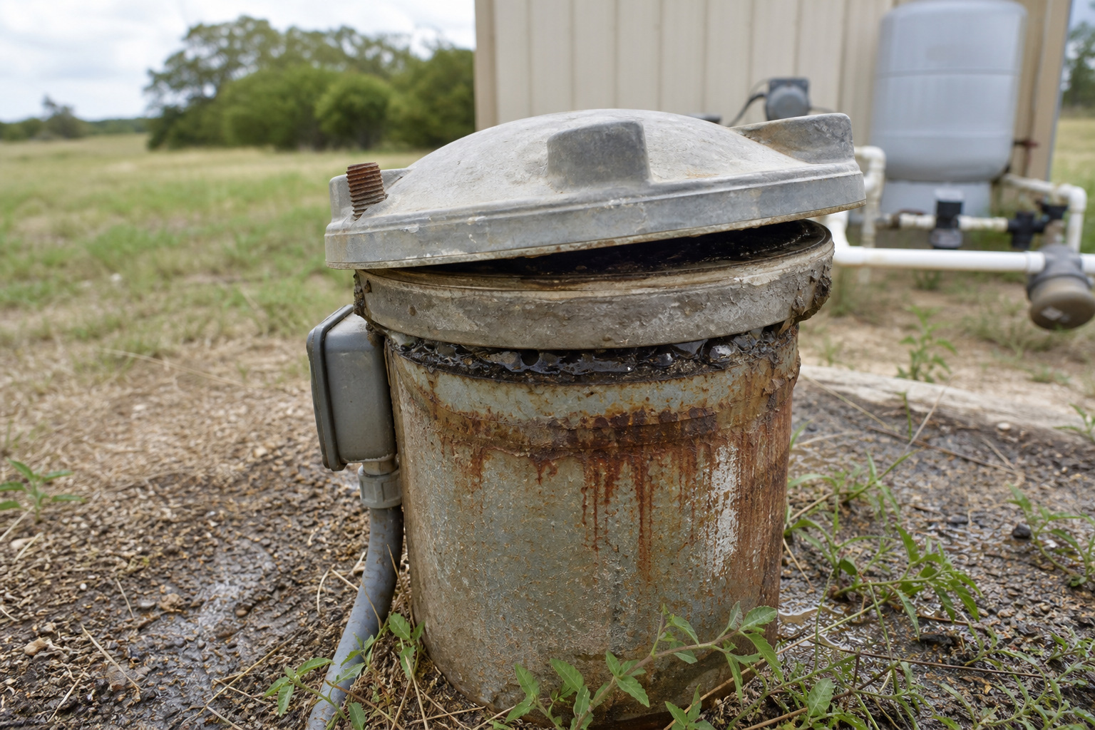 Texas private well cap and casing inspection showing loose seal and contamination risk