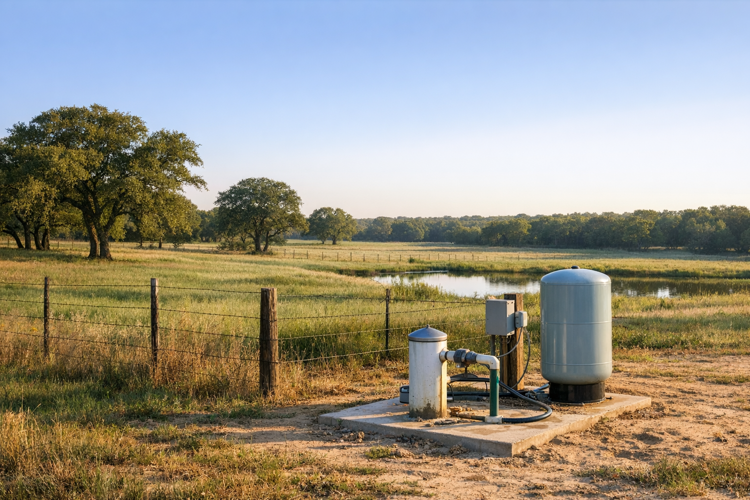 Woodbine Aquifer Texas North Texas private well property Woodbine Aquifer Texas private well and North Texas pasture landscape