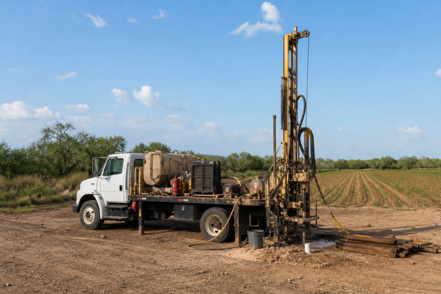 Rural water well drilling site in Cameron County Texas Cameron County Texas rural water well drilling site near La Feria and Santa Rosa
