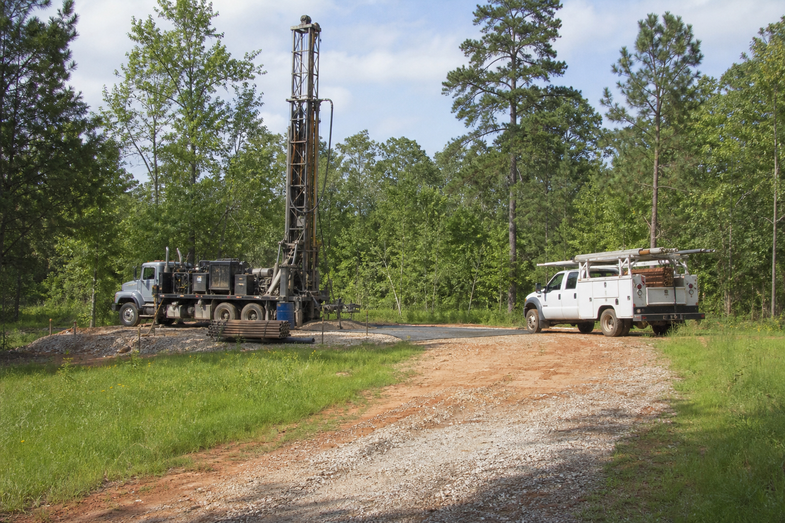 Rural water well drilling site in Camp County Texas Camp County Texas rural water well drilling site near Leesburg