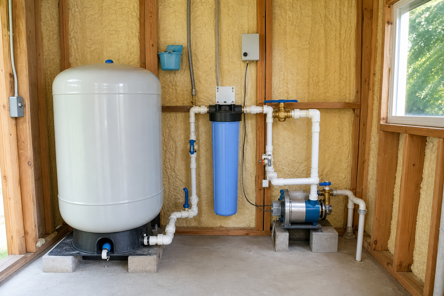 Cass County Texas private well pressure tank and filtration system for a rural home