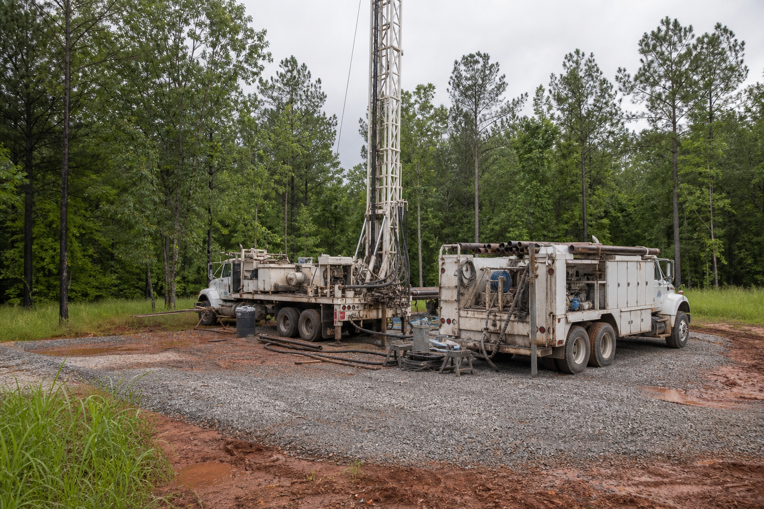 Cass County Texas rural water well drilling site near Queen City
