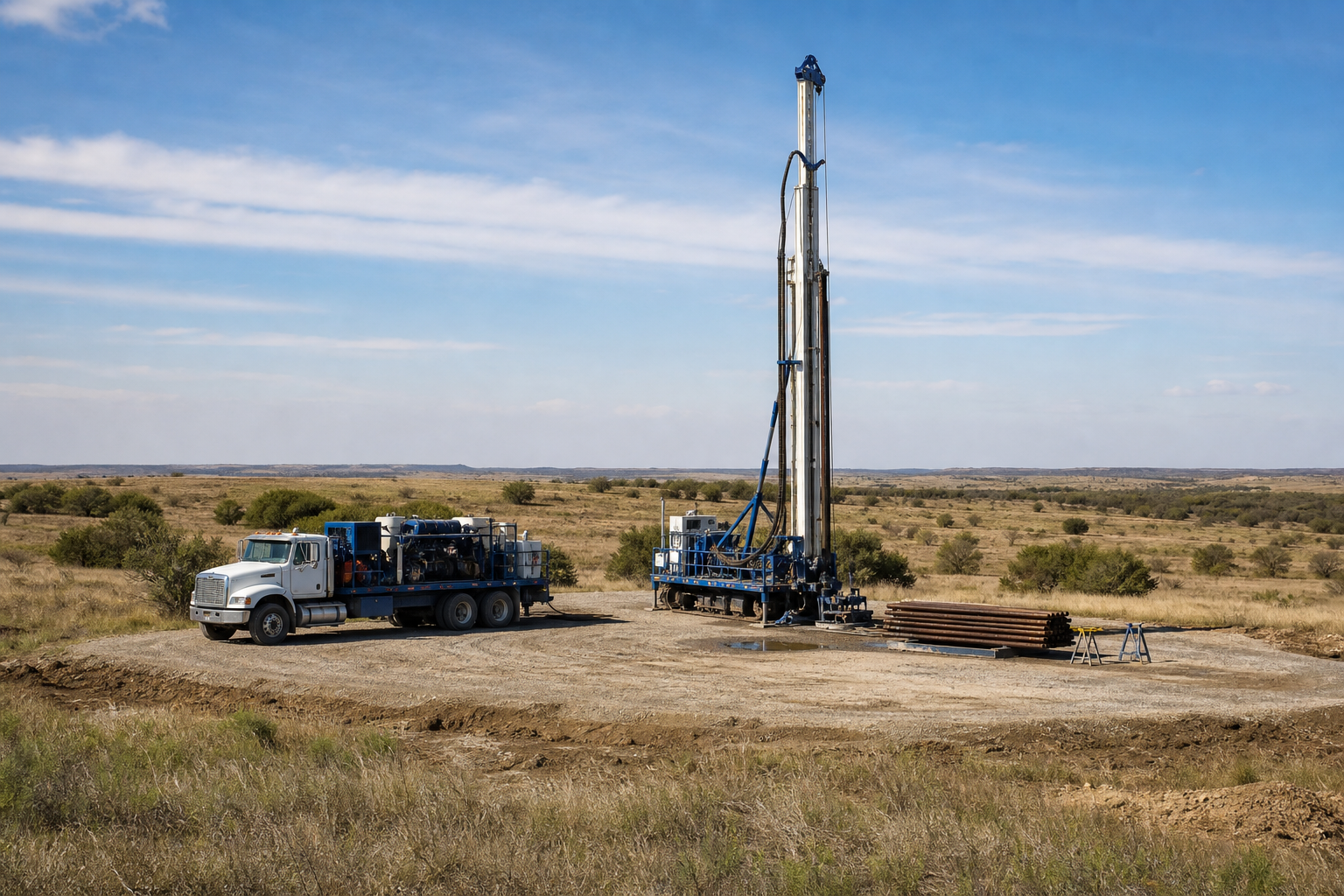 Childress County Texas rural water well drilling site near Tell
