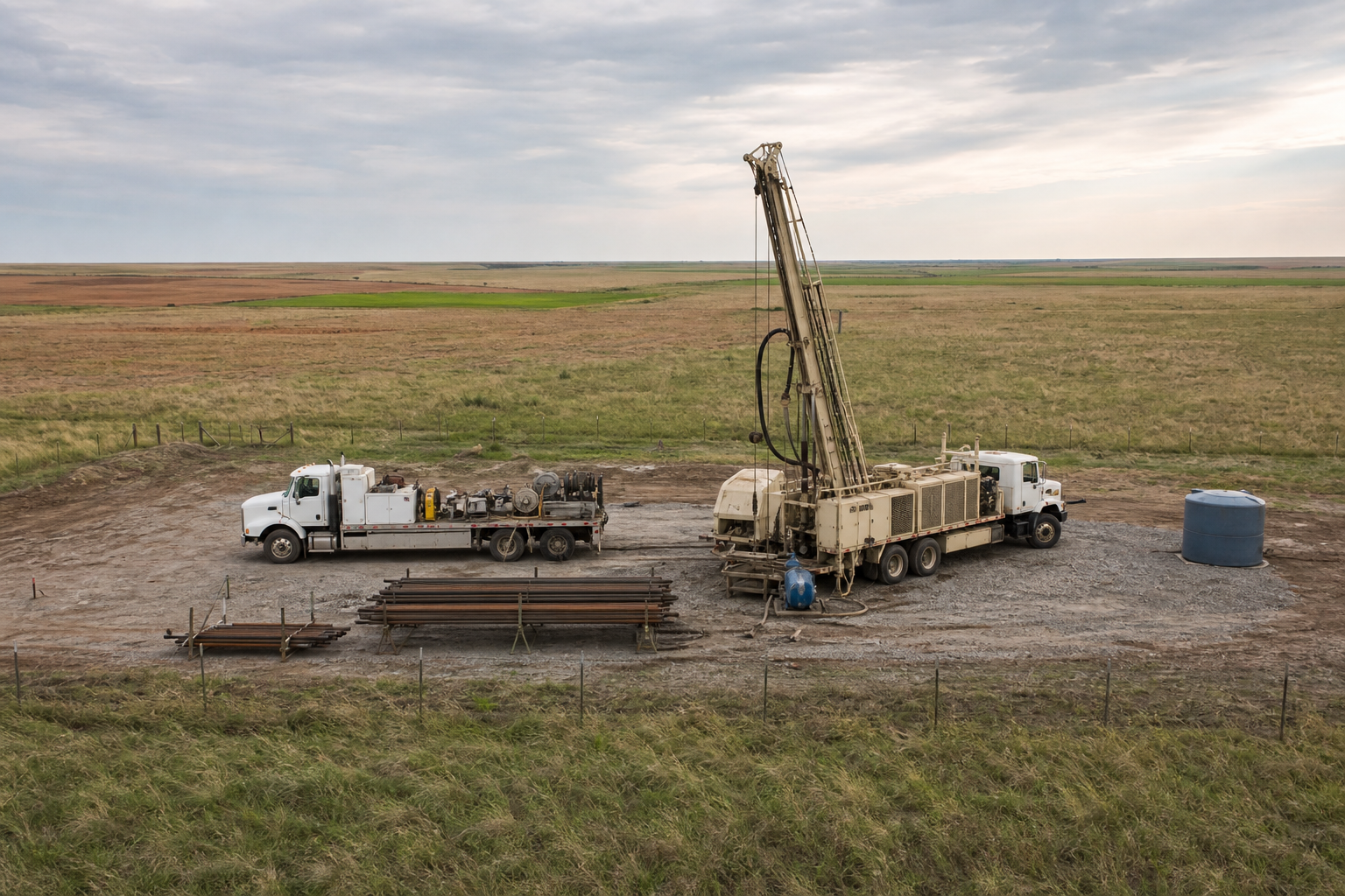 Rural water well drilling work site near Samnorwood in Collingsworth County Texas Collingsworth County Texas rural water well drilling site near Samnorwood