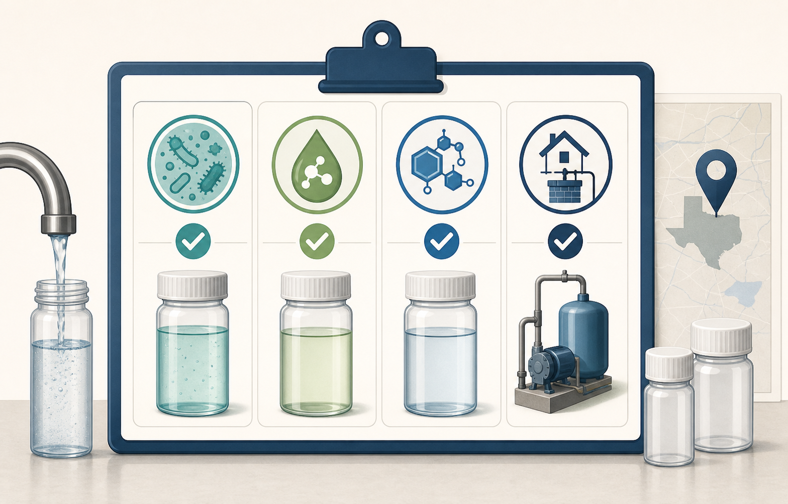 Private well water test checklist for Texas buyers before closing