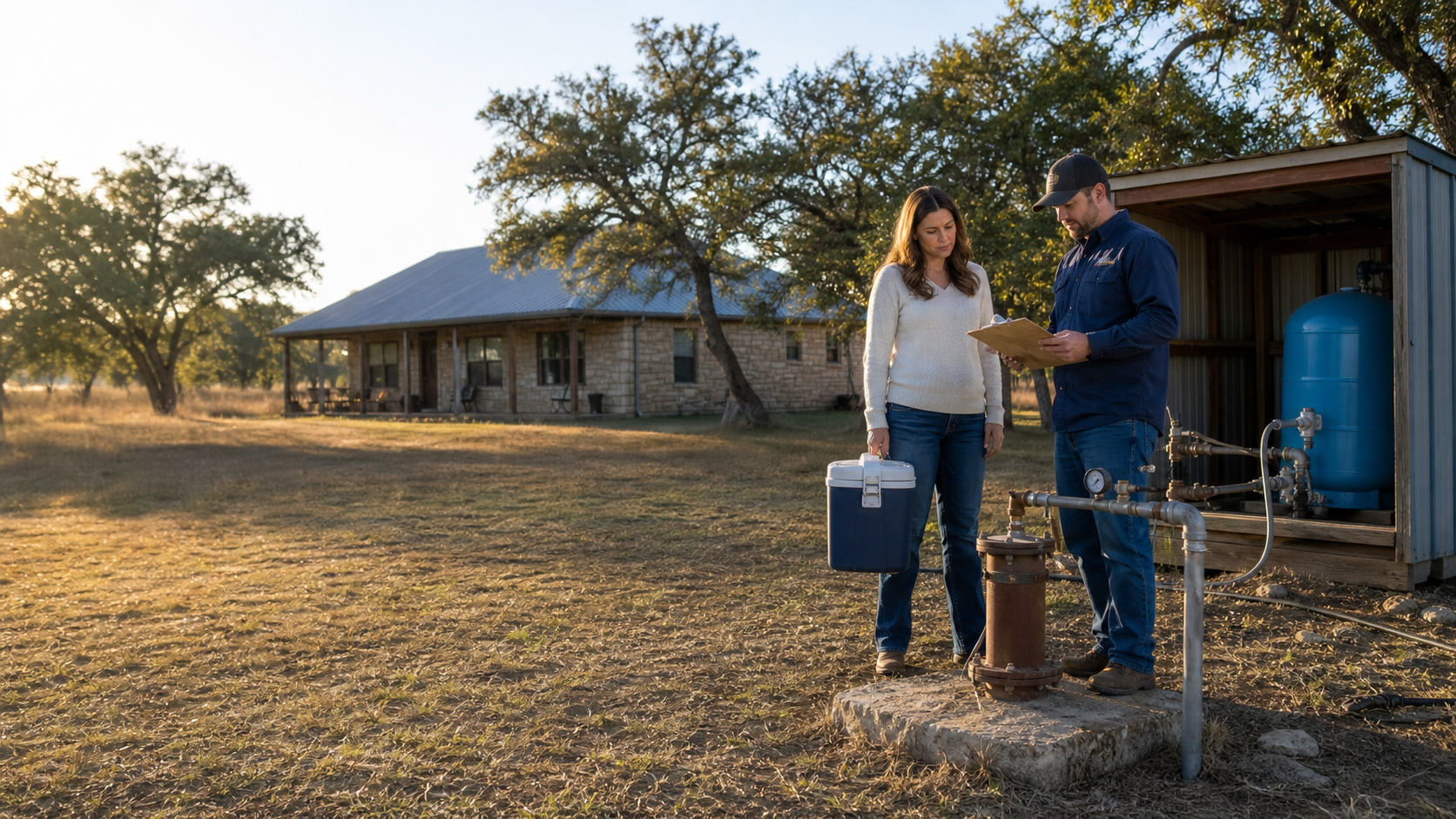 Texas private well water test before closing at rural homesite