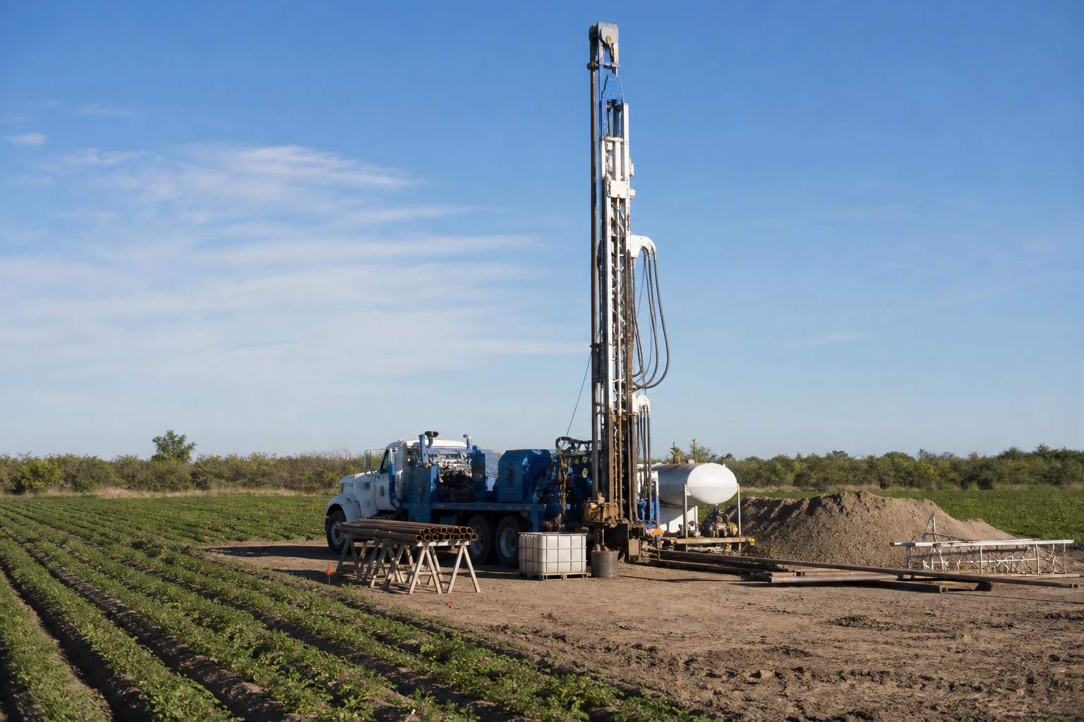 Cameron County Texas water well drilling rig on Lower Rio Grande Valley acreage near Harlingen