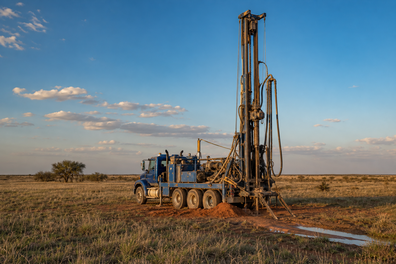 Childress County Texas water well drilling rig on Rolling Plains acreage near Childress