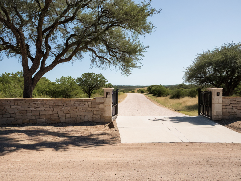Open limestone entrance and all-weather access lane for Travis County equipment-access planning