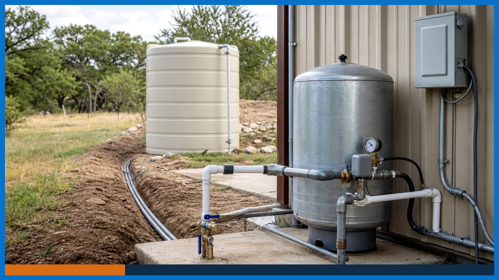 Private well system equipment for Liberty County planning Private well pressure and storage equipment shown for Liberty County planning