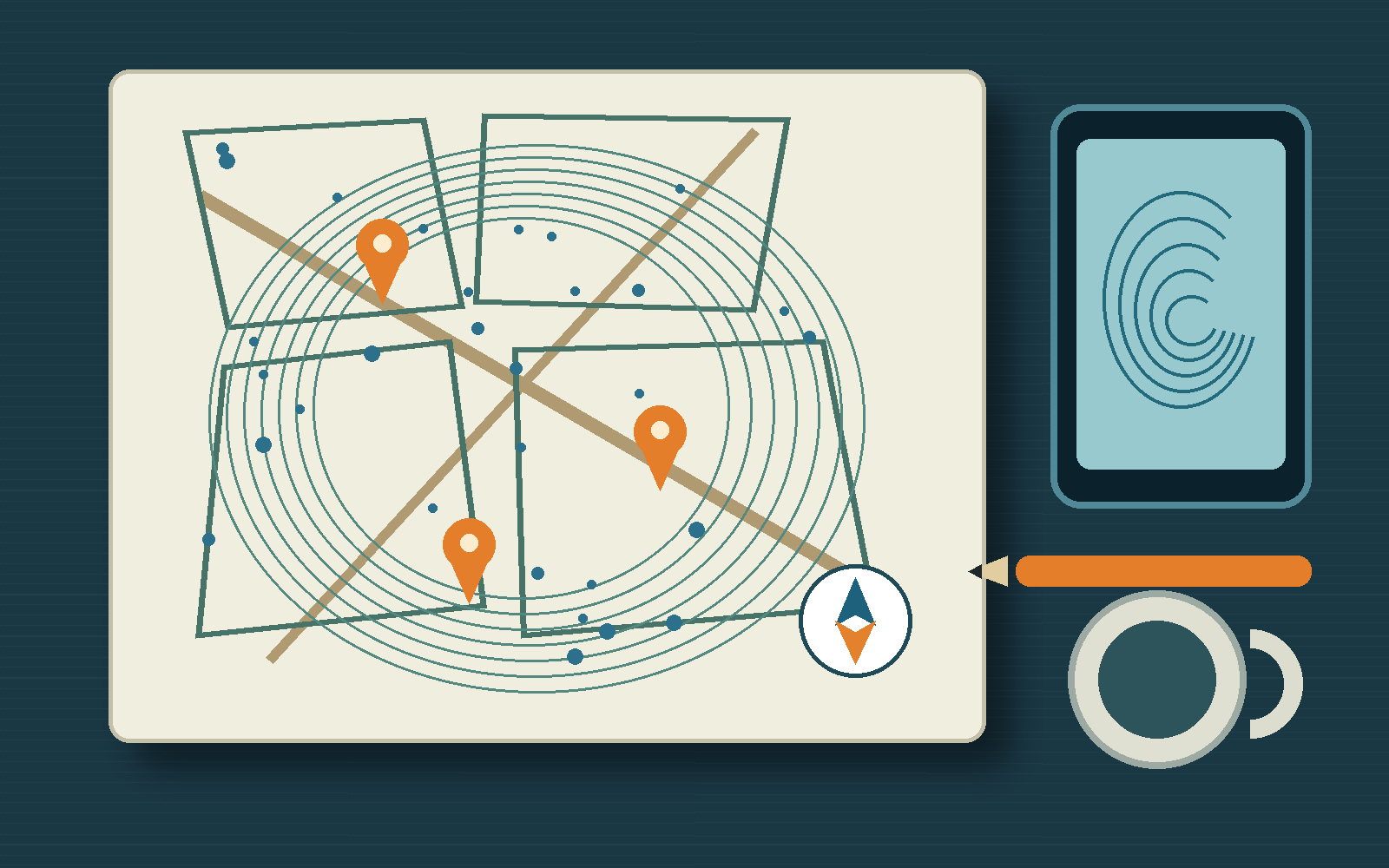 Well-record and property comparison for Nacogdoches County planning Illustrated property records and planning desk for Nacogdoches County