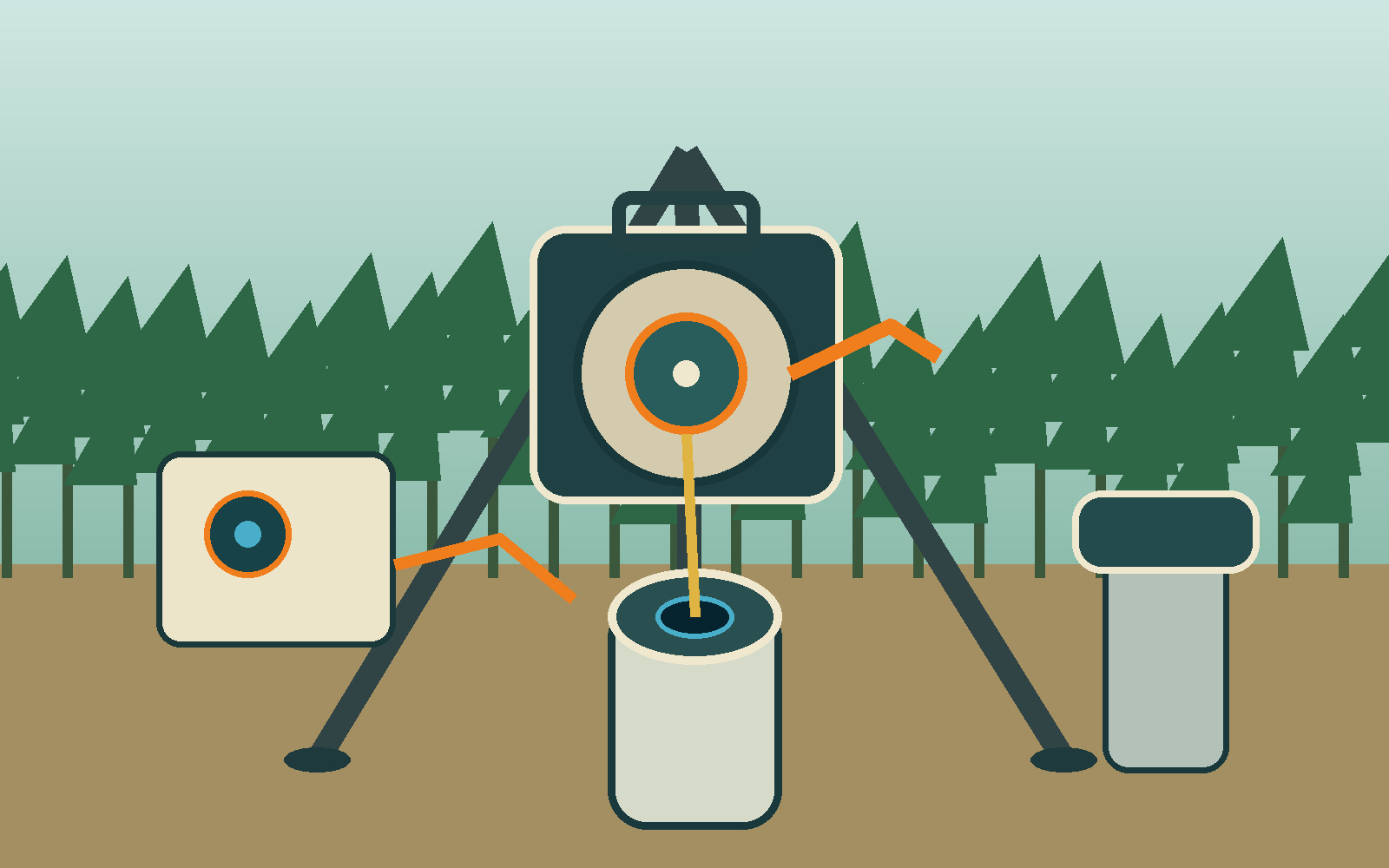 Illustrated water-level sounding tripod, indicator reel, control, and open casing for Tyler County planning