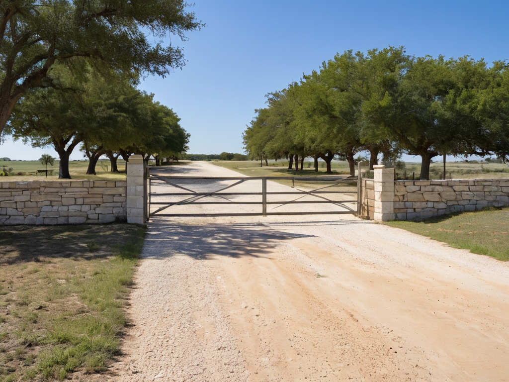 Property access and staging planning for Williamson County Broad limestone-gravel property entrance and access lane for Williamson County equipment-access planning