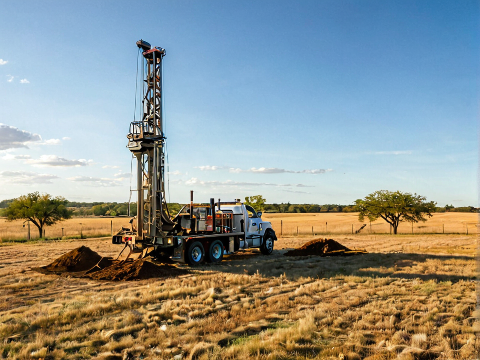 Water-well drilling equipment operating on North Texas acreage